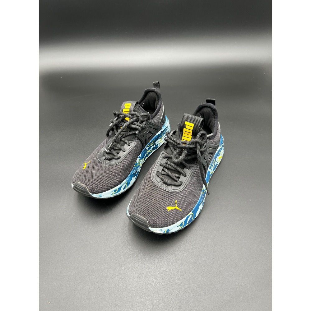 Puma Pacer Future Marble Black Blue Yellow Sneakers 403127-01 Kids Size 4.5